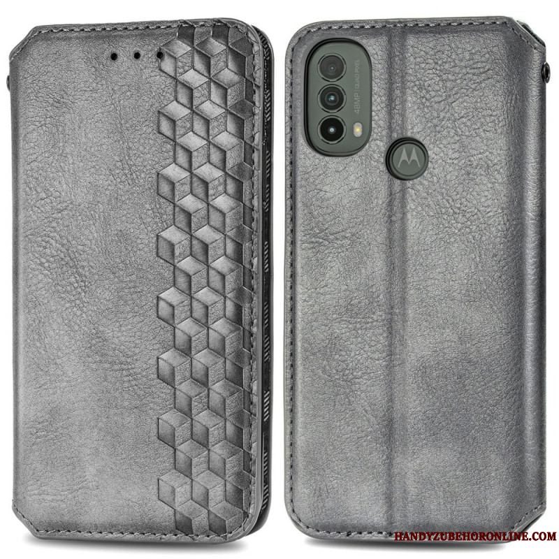 Cover Moto E40 / E30 / E20 Flip Cover Diamanttekstur I Lædereffekt