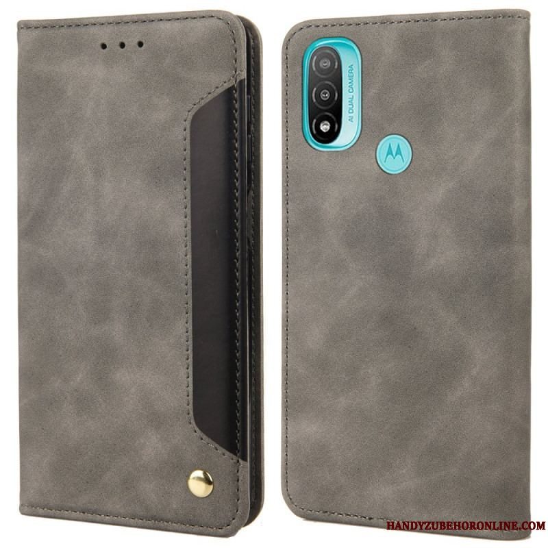 Cover Moto E40 / E30 / E20 Flip Cover Tofarvet Business Lædereffekt