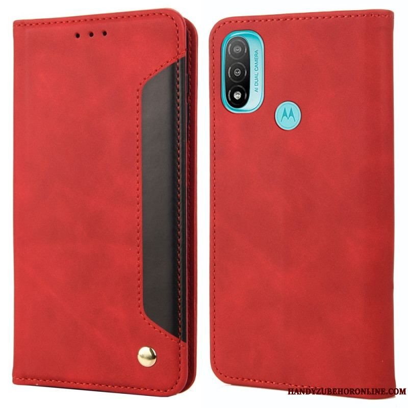 Cover Moto E40 / E30 / E20 Flip Cover Tofarvet Business Lædereffekt