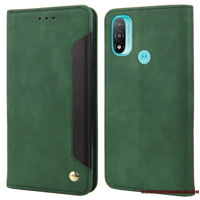 Cover Moto E40 / E30 / E20 Flip Cover Tofarvet Business Lædereffekt