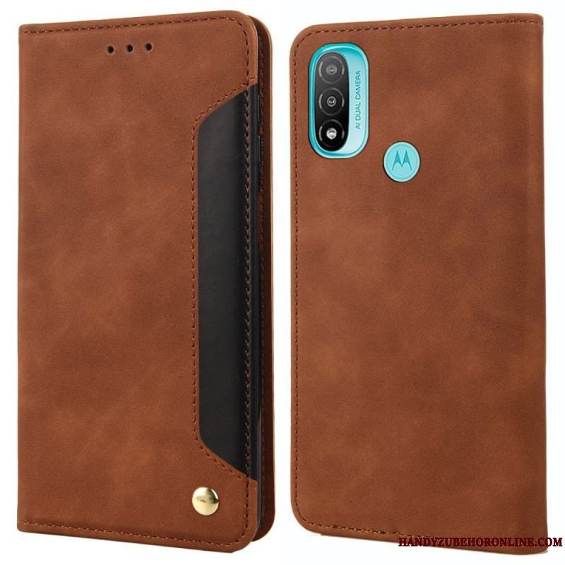 Cover Moto E40 / E30 / E20 Flip Cover Tofarvet Business Lædereffekt