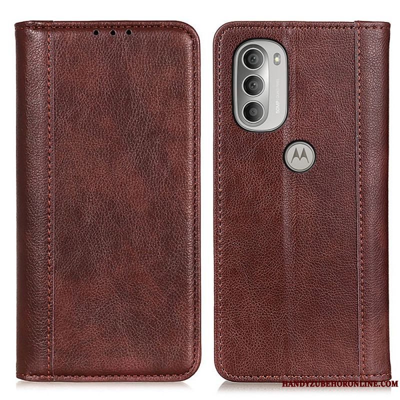 Cover Moto G51 5G Flip Cover Elegance Split Litchi Læder