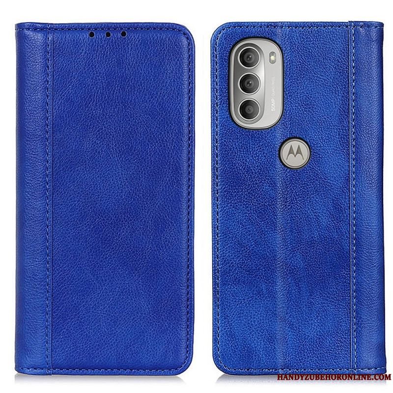 Cover Moto G51 5G Flip Cover Elegance Split Litchi Læder