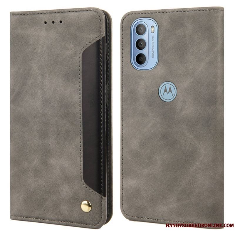 Cover Moto G51 5G Flip Cover Tofarvet Business Lædereffekt