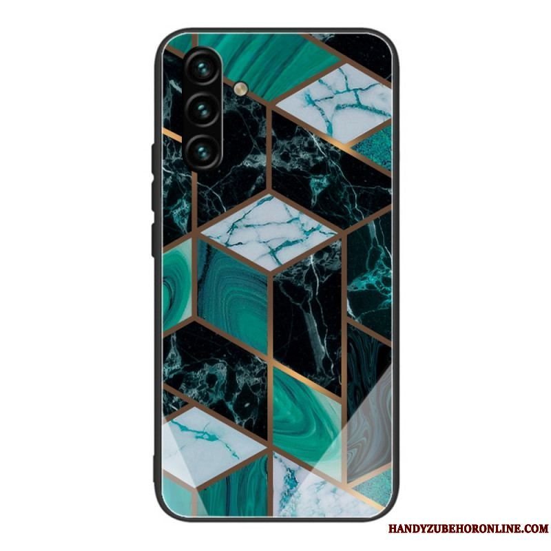 Cover Samsung Galaxy A13 5G / A04s Geometri Marmor Hærdet Glas