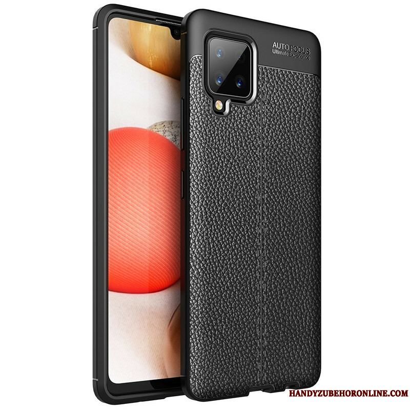 Cover Samsung Galaxy A42 5G Dobbelt Linje Litchi Læder Effekt