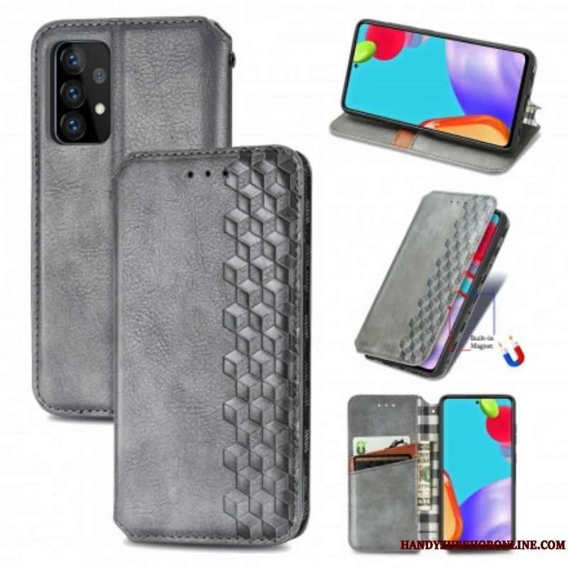 Cover Samsung Galaxy A52 4G / A52 5G / A52s 5G Flip Cover Diamanttekstur I Lædereffekt