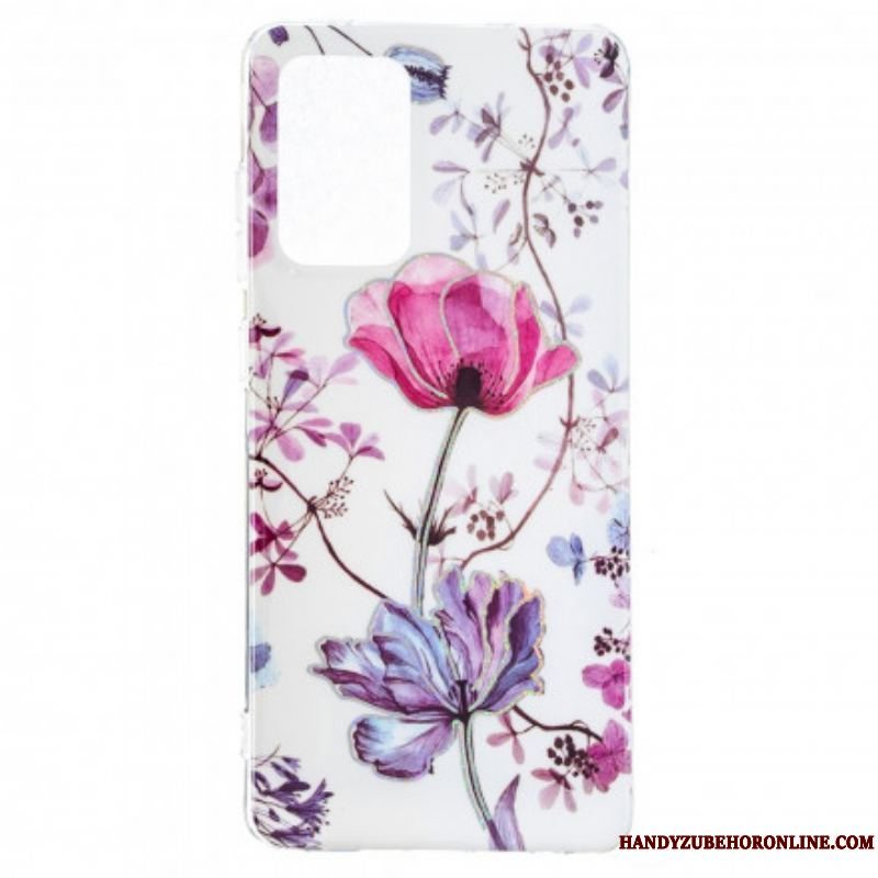 Cover Samsung Galaxy A52 4G / A52 5G / A52s 5G Marmorerede Blomster