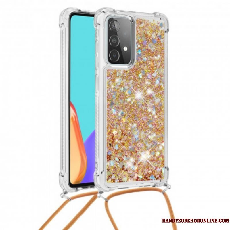 Cover Samsung Galaxy A52 4G / A52 5G / A52s 5G Pailletter Med Snøre