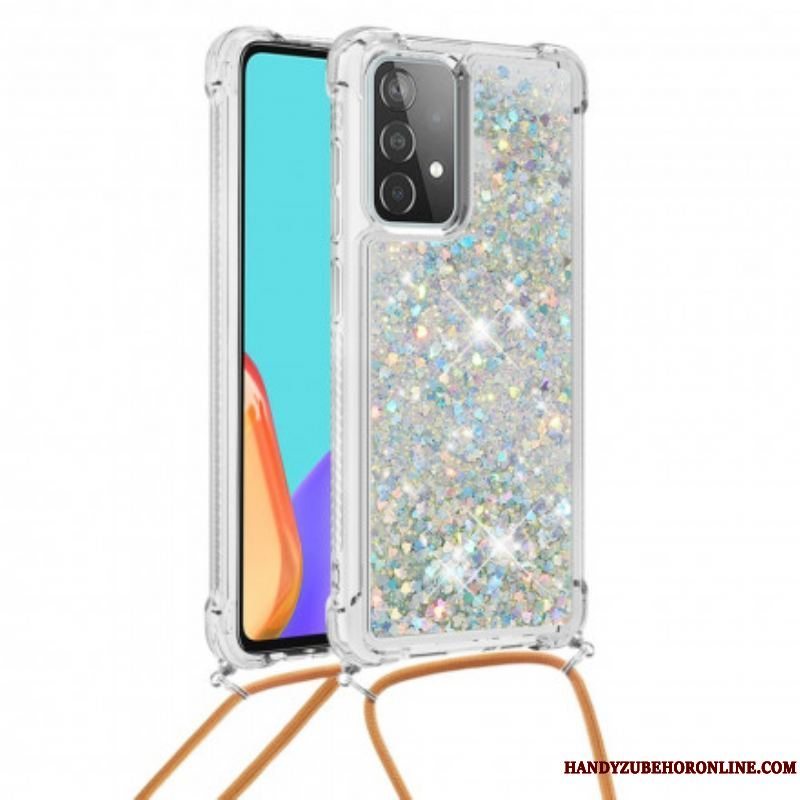 Cover Samsung Galaxy A52 4G / A52 5G / A52s 5G Pailletter Med Snøre