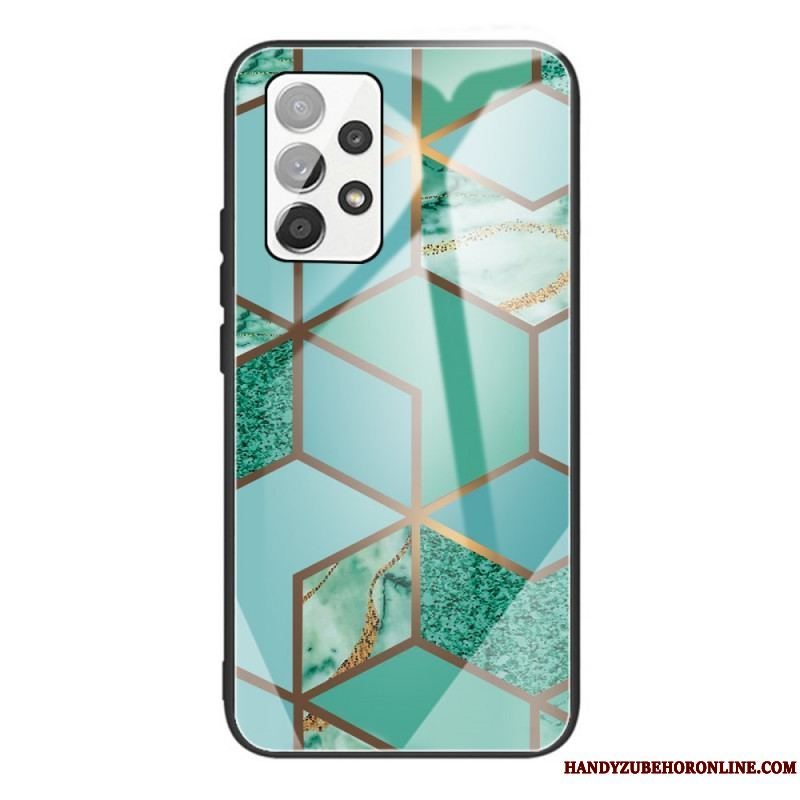 Cover Samsung Galaxy A53 5G Geometri Marmor Hærdet Glas