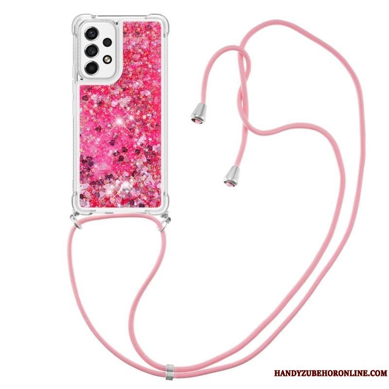 Cover Samsung Galaxy A53 5G Med Snor Design Af Pailletter Med Snoretræk