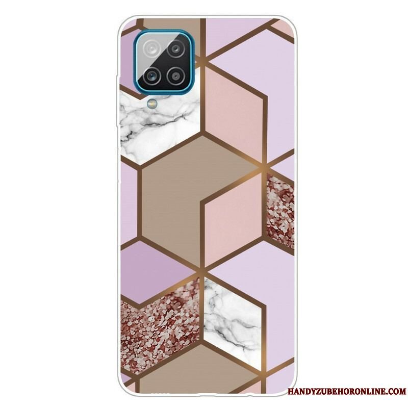 Cover Samsung Galaxy M12 / A12 Geometrisk Marmor