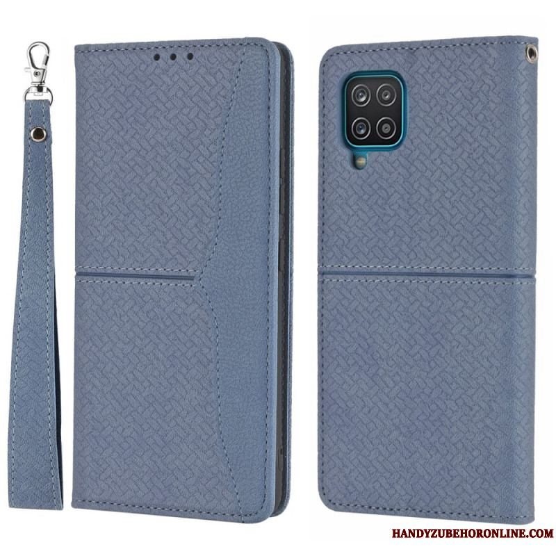 Cover Samsung Galaxy M12 / A12 Med Snor Flip Cover Strappy Vævet Læder Stil