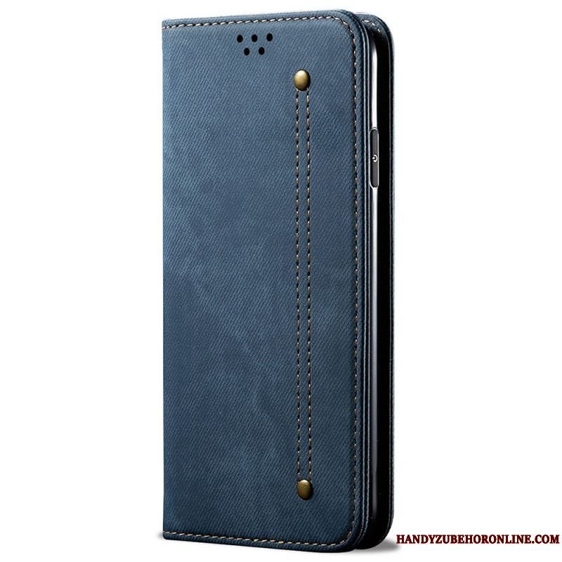 Cover Samsung Galaxy M52 5G Flip Cover Denim Stof