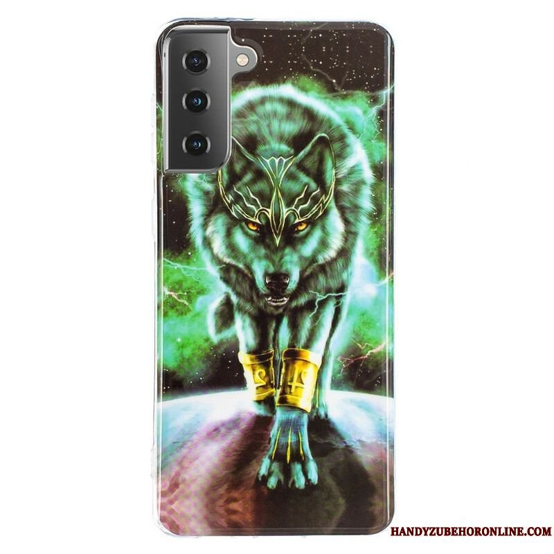 Cover Samsung Galaxy S21 5G Fluorescerende Wolf Series