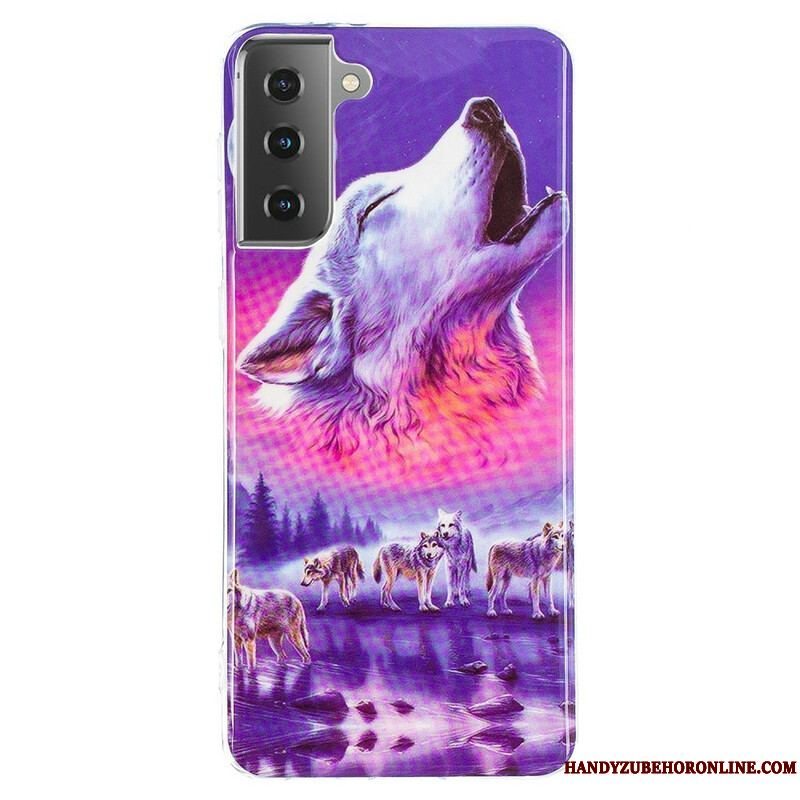 Cover Samsung Galaxy S21 5G Fluorescerende Wolf Series