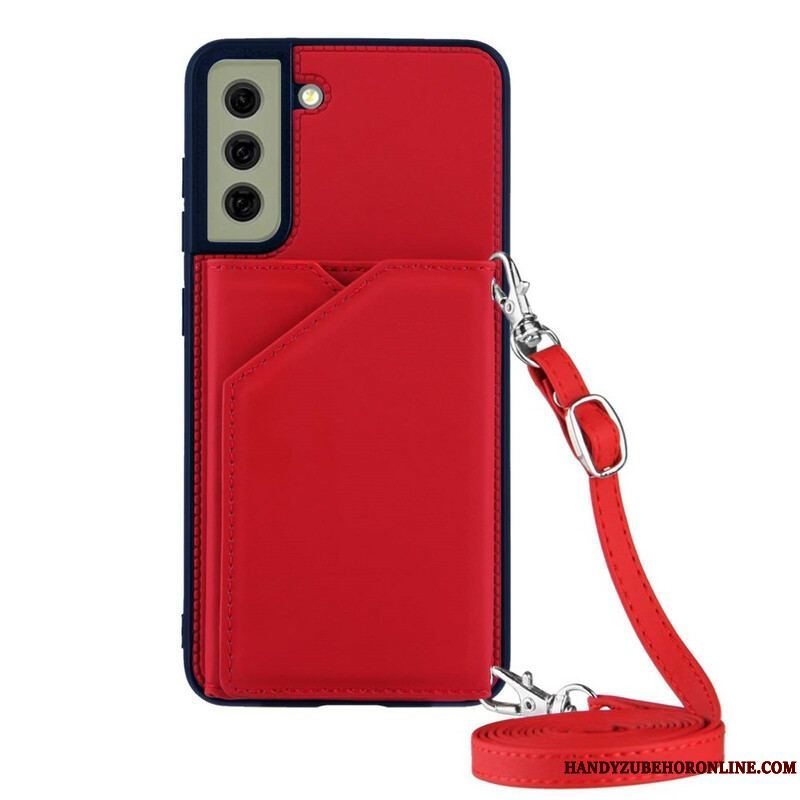 Cover Samsung Galaxy S21 FE Multi-card Support Håndfri Og Lanyard