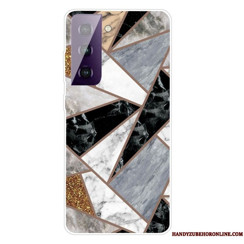 Cover Samsung Galaxy S21 FE Variabel Geometrisk Marmor