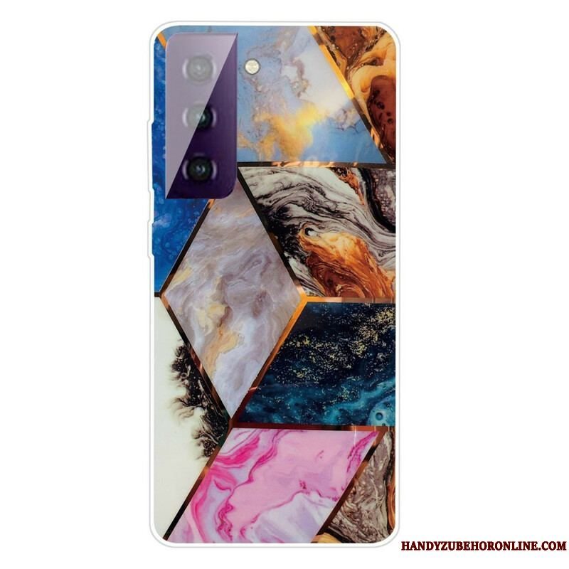 Cover Samsung Galaxy S21 FE Variabel Geometrisk Marmor