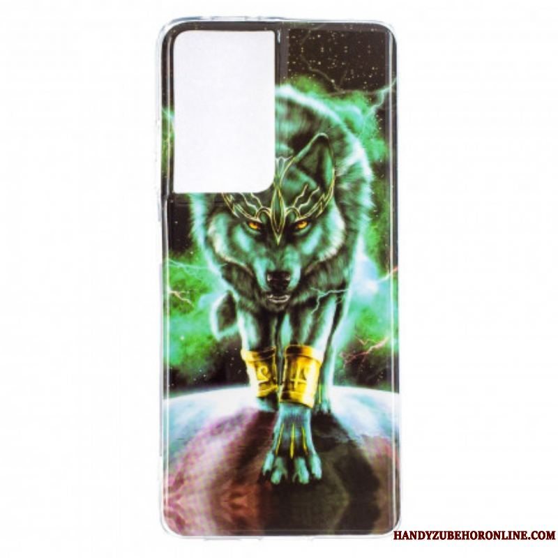 Cover Samsung Galaxy S21 Ultra 5G Fluorescerende Wolf Series