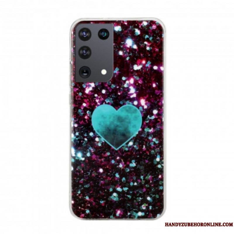 Cover Samsung Galaxy S21 Ultra 5G Glitter Marmor Hjerte