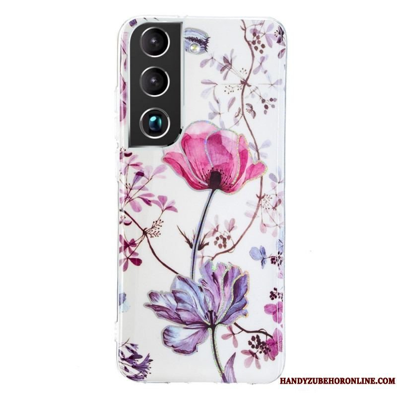 Cover Samsung Galaxy S22 5G Marmorerede Blomster