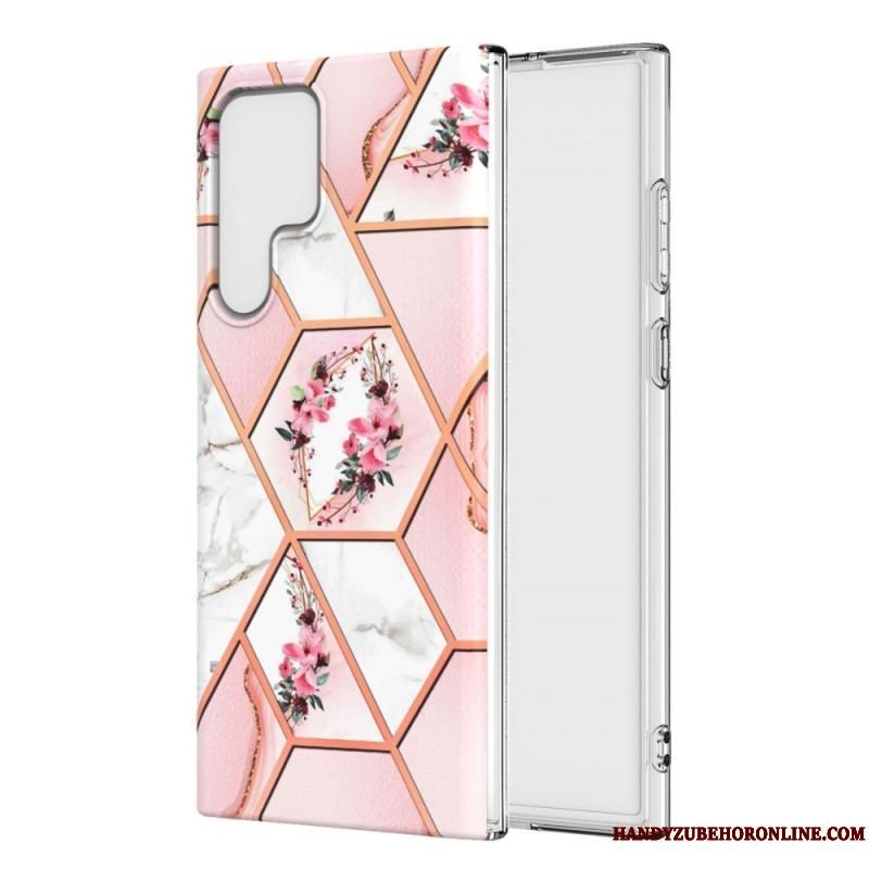 Cover Samsung Galaxy S22 Ultra 5G Marmoreret Blomster