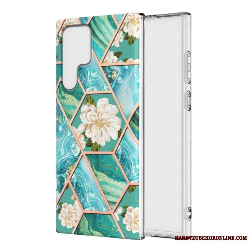 Cover Samsung Galaxy S22 Ultra 5G Marmoreret Blomster