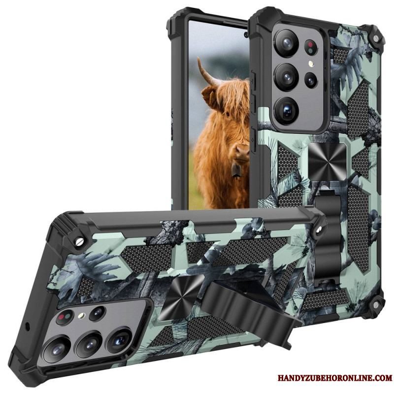 Cover Samsung Galaxy S23 Ultra 5G Camouflage Aftagelig Støtte