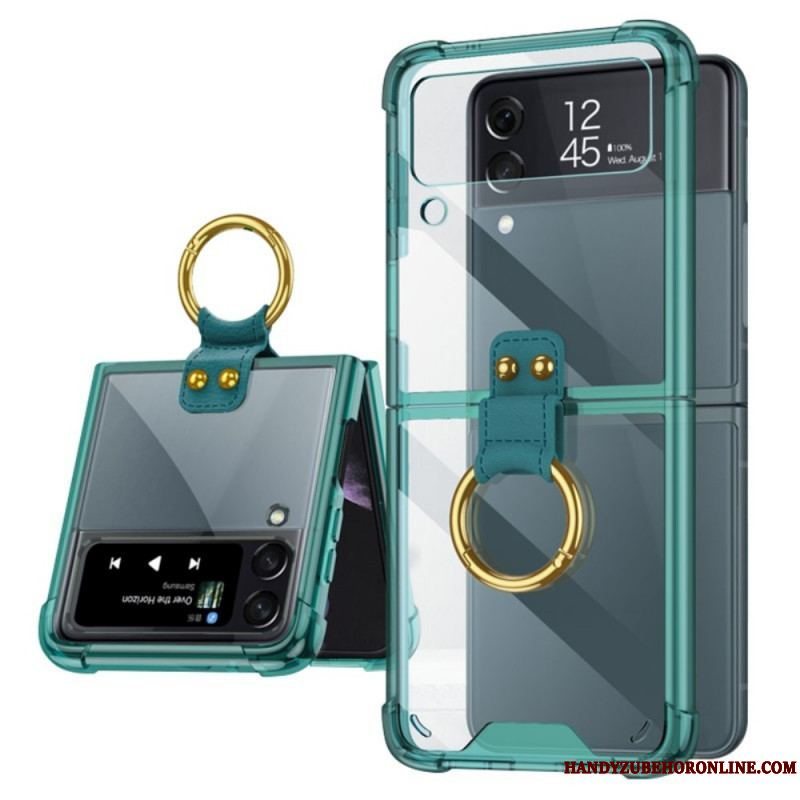 Cover Samsung Galaxy Z Flip 3 5G Flip Cover Gennemsigtig Ring-support Gkk