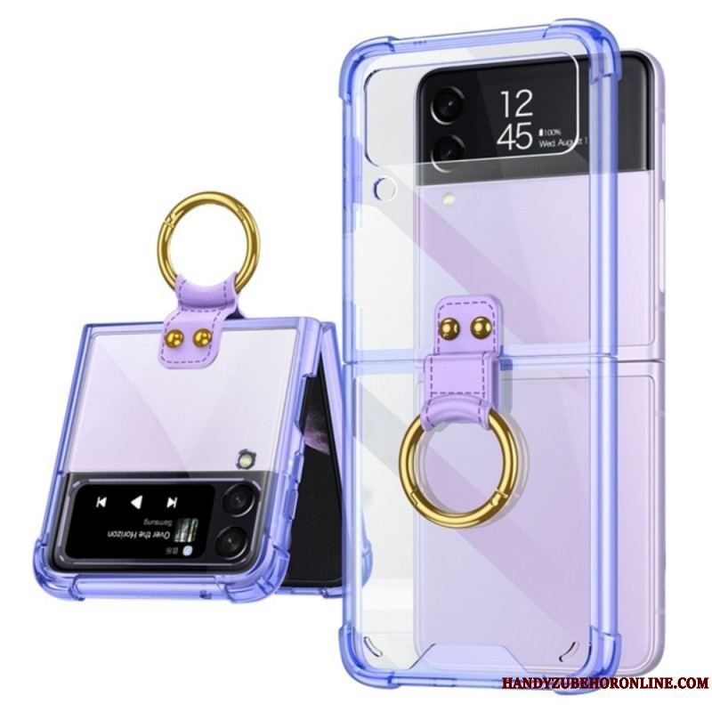 Cover Samsung Galaxy Z Flip 3 5G Flip Cover Gennemsigtig Ring-support Gkk