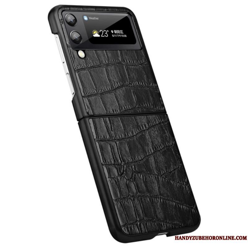 Cover Samsung Galaxy Z Flip 3 5G Flip Cover Ægte Crocodile Texture Læder