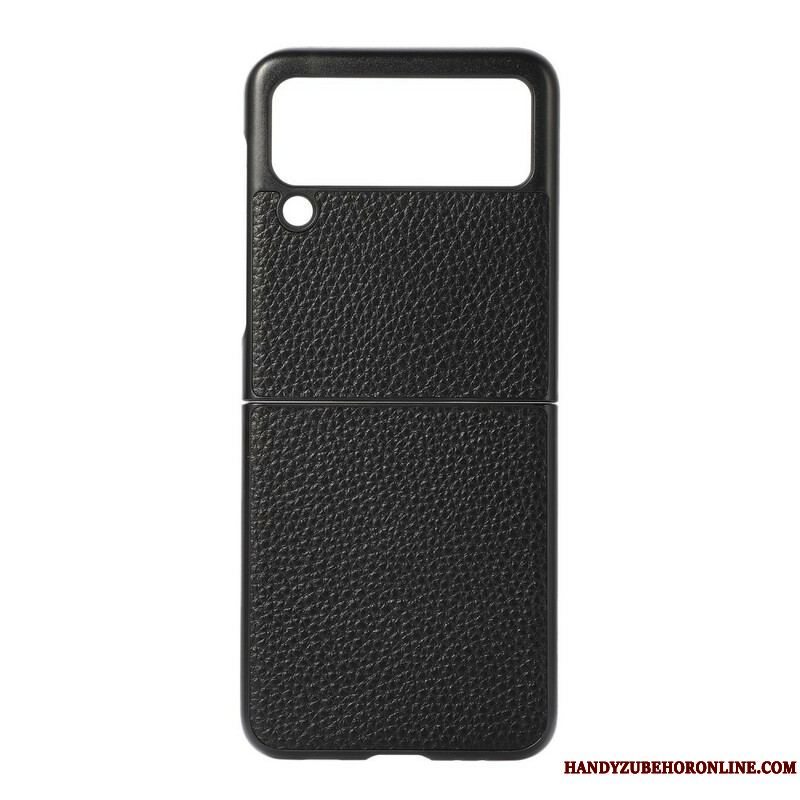 Cover Samsung Galaxy Z Flip 3 5G Flip Cover Ægte Litchi Farve Læder