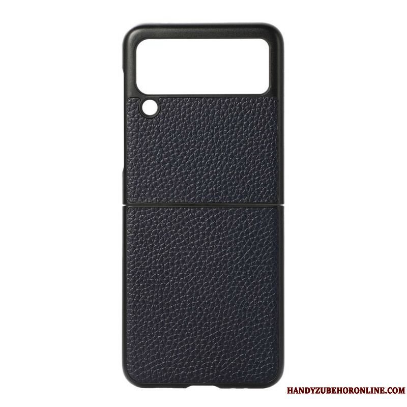 Cover Samsung Galaxy Z Flip 3 5G Flip Cover Ægte Litchi Farve Læder