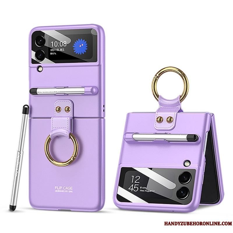 Cover Samsung Galaxy Z Flip 4 Beskyttelsessæt Flip Cover Stylusholder Med Fuld Beskyttelse