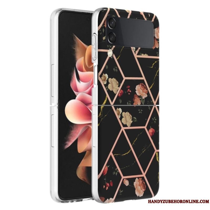 Cover Samsung Galaxy Z Flip 4 Flip Cover Blomster Marmor