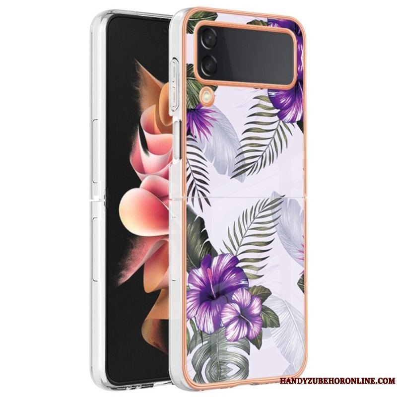 Cover Samsung Galaxy Z Flip 4 Flip Cover Blomster Marmor