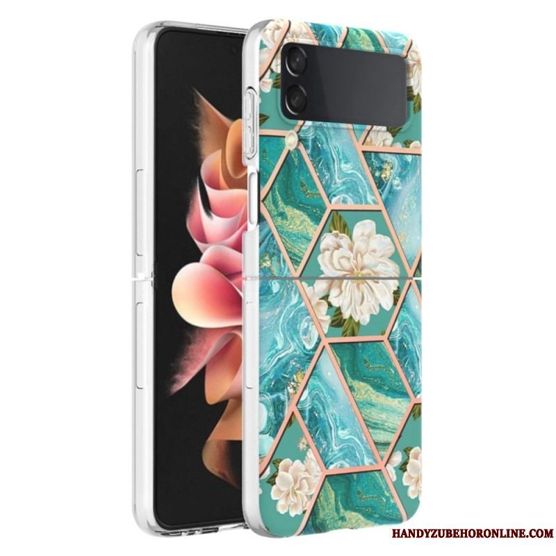 Cover Samsung Galaxy Z Flip 4 Flip Cover Blomster Marmor