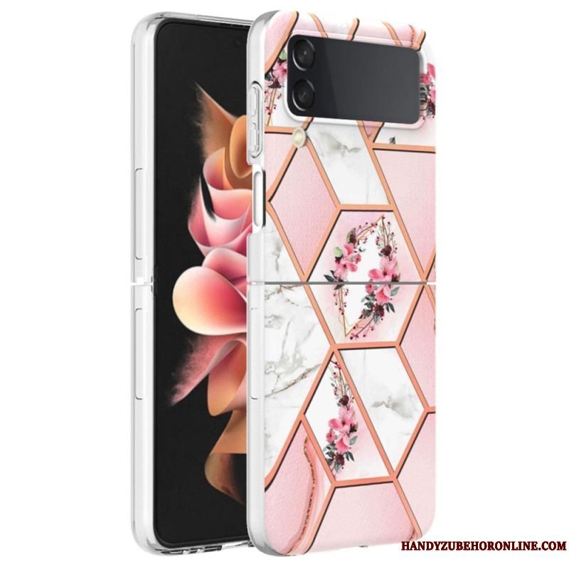 Cover Samsung Galaxy Z Flip 4 Flip Cover Blomster Marmor