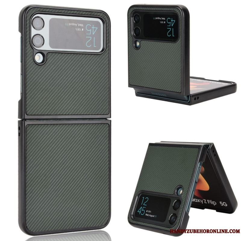 Cover Samsung Galaxy Z Flip 4 Flip Cover Carbon Fiber Tekstur I Lædereffekt