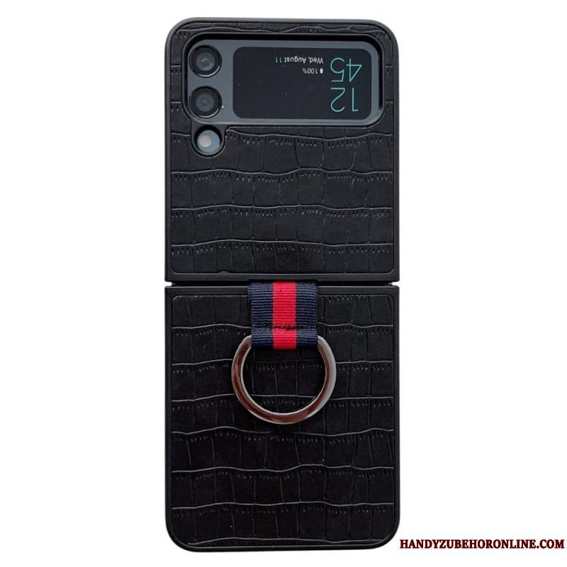 Cover Samsung Galaxy Z Flip 4 Flip Cover Croco Og Ring Design