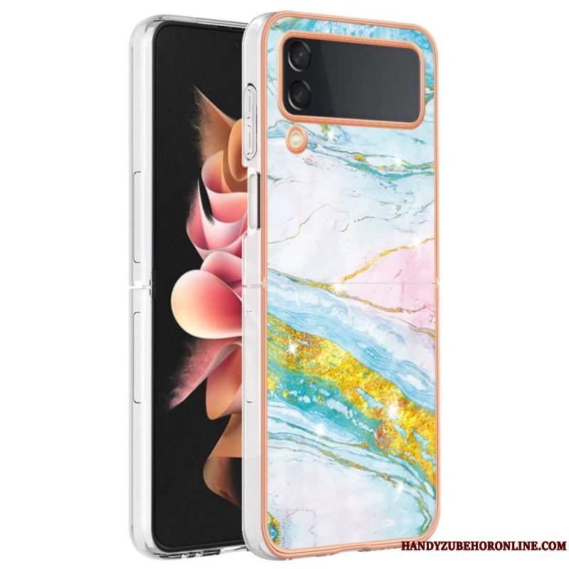 Cover Samsung Galaxy Z Flip 4 Flip Cover Farvet Marmor