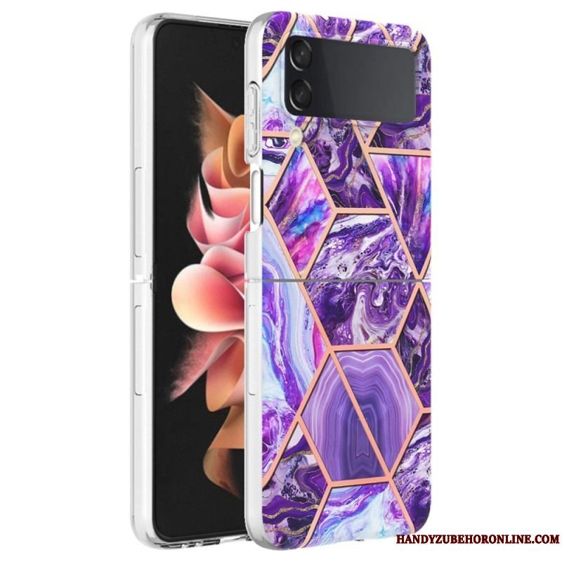 Cover Samsung Galaxy Z Flip 4 Flip Cover Geometrisk Marmor