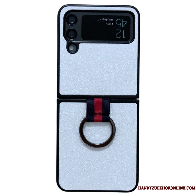 Cover Samsung Galaxy Z Flip 4 Flip Cover Pailletter Med Ring