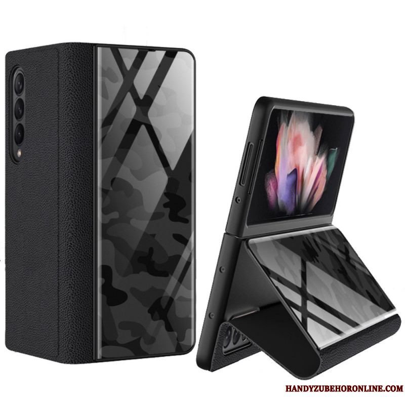 Cover Samsung Galaxy Z Fold 3 5G Flip Cover Camouflage Hærdet Glas