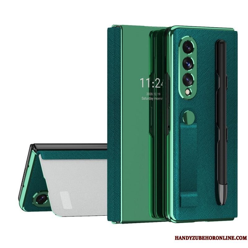 Cover Samsung Galaxy Z Fold 3 5G Flip Cover Spejlpenholder Og Rem