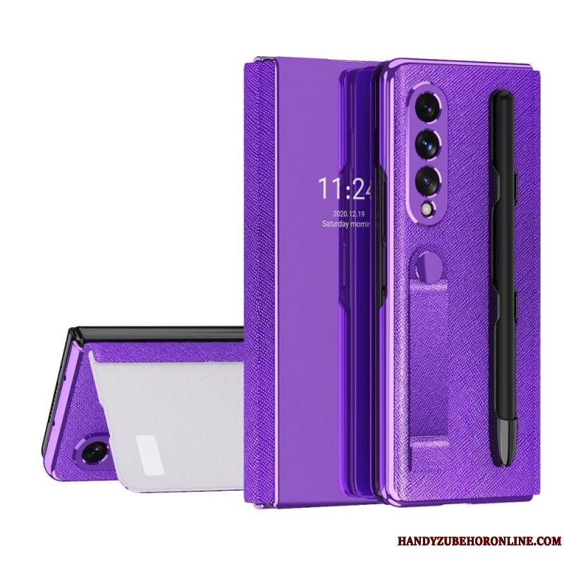 Cover Samsung Galaxy Z Fold 3 5G Flip Cover Spejlpenholder Og Rem