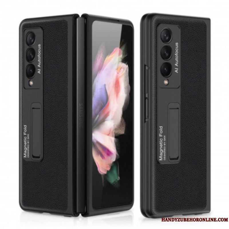 Cover Samsung Galaxy Z Fold 3 5G Gkk Support Litchi Læder