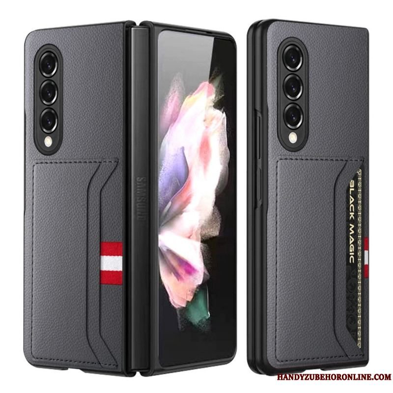 Cover Samsung Galaxy Z Fold 3 5G Litchi Læder Dobbelt Kortholder